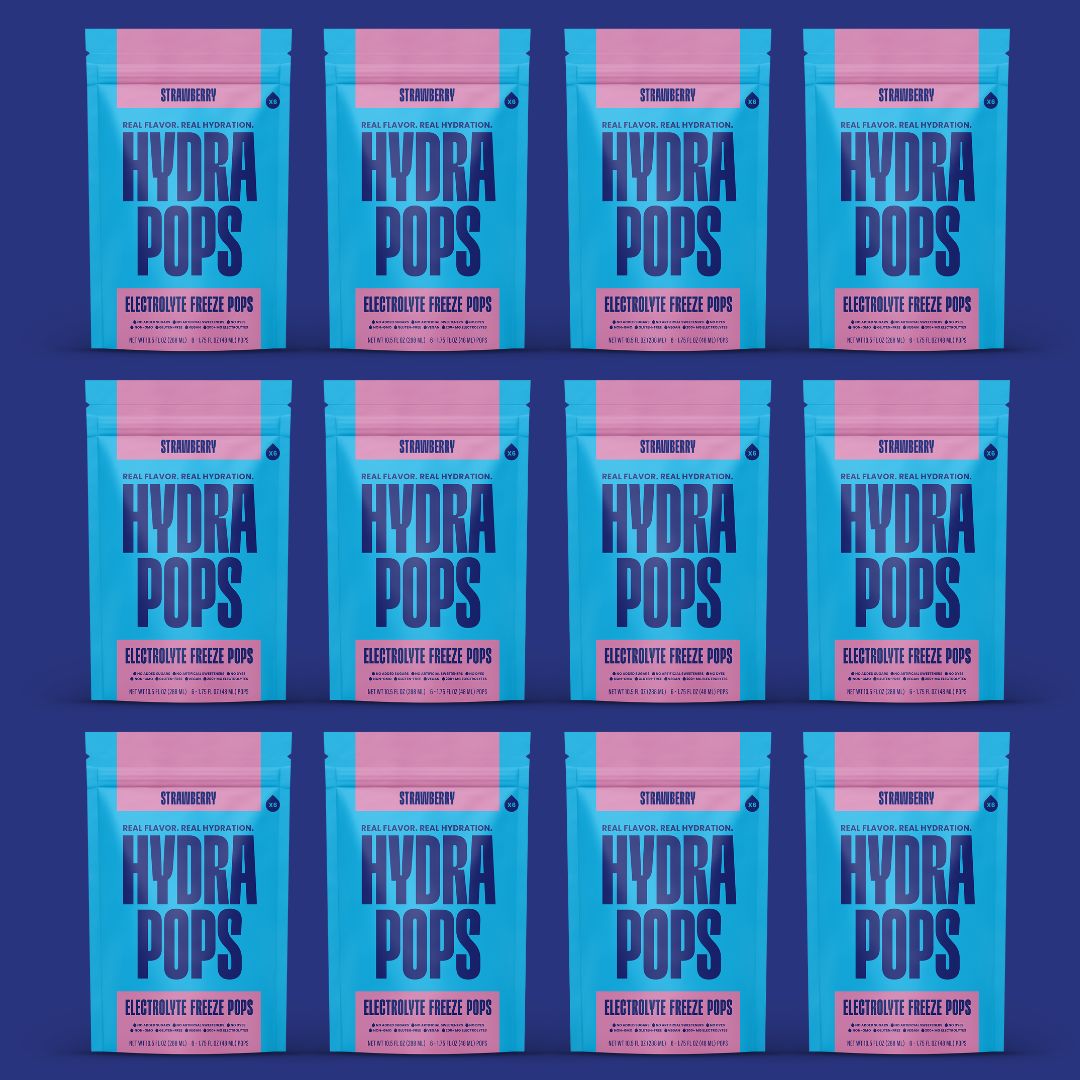 Hydra Pops – Electrolyte Freeze Pops – 12 Bag Strawberry Pack