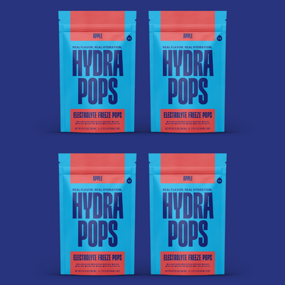 Hydra Pops – Electrolyte Freeze Pops –  four Bag Apple Pack