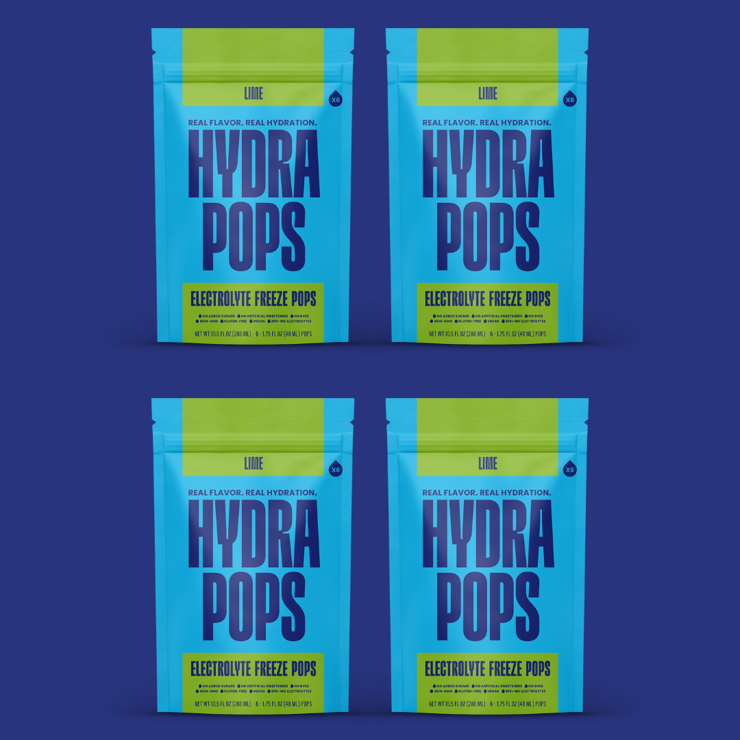 Hydra Pops – Electrolyte Freeze Pops –  four Bag Lime Pack