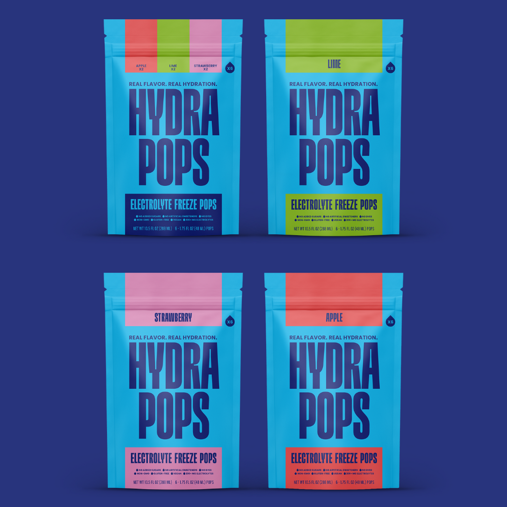 Hydra Pops – Electrolyte Freeze Pops –  four Bag BUNDLE Pack