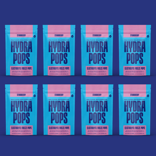 Hydra Pops – Electrolyte Freeze Pops –  eight Bag Strawberry Pack