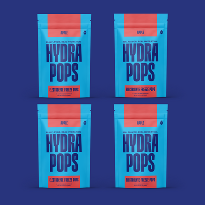 Hydra Pops – Electrolyte Freeze Pops –  four Bag Apple Pack