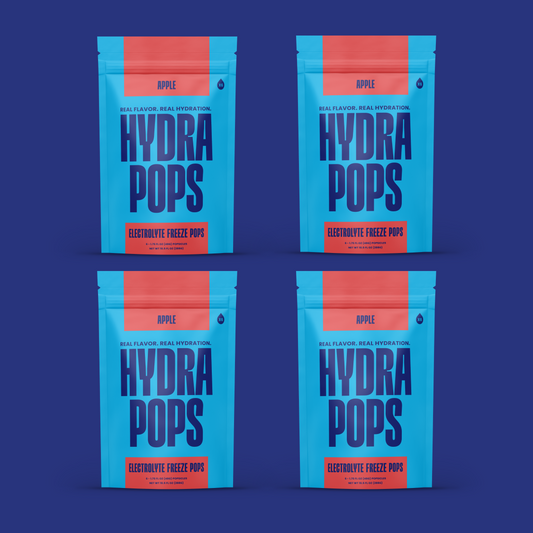 Hydra Pops – Electrolyte Freeze Pops –  four Bag Apple Pack
