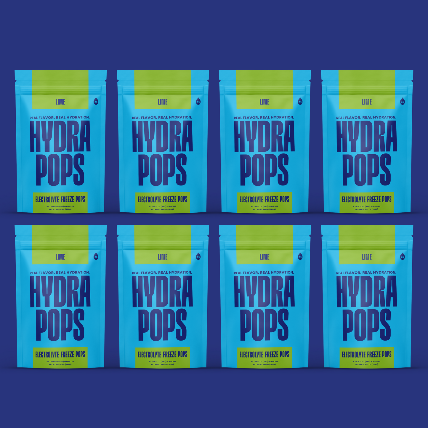 Hydra Pops – Electrolyte Freeze Pops –  eight Bag Lime Pack