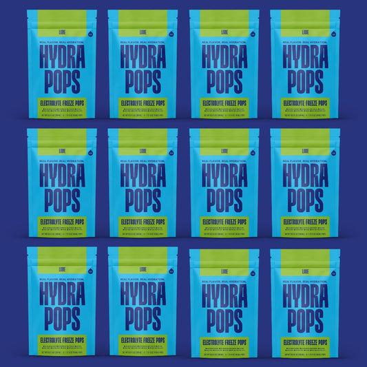 Hydra Pops – Electrolyte Freeze Pops – 12 Bag Lime Pack