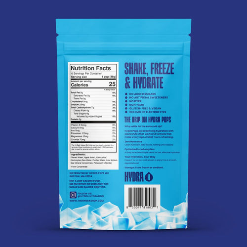 Hydra Pops – Electrolyte Freeze Pops – 12 Bag Lime Pack