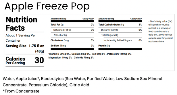 Hydra Pops – Electrolyte Freeze Pops – Apple