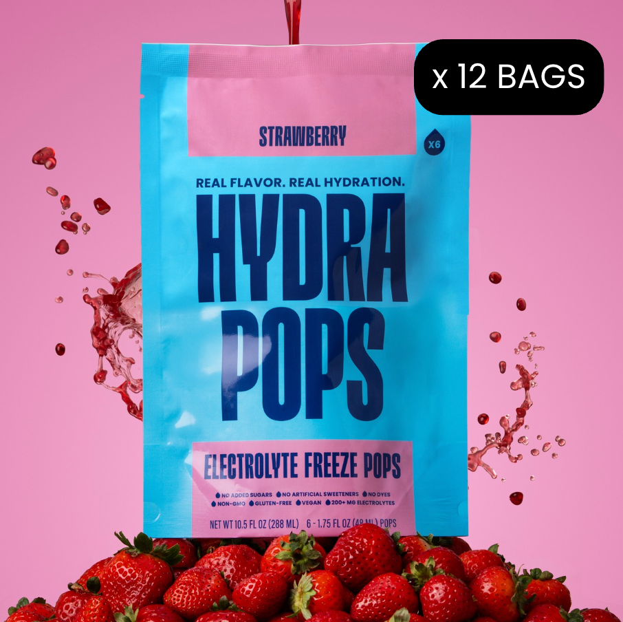 Hydra Pops – Electrolyte Freeze Pops – 12 Bag Strawberry Pack