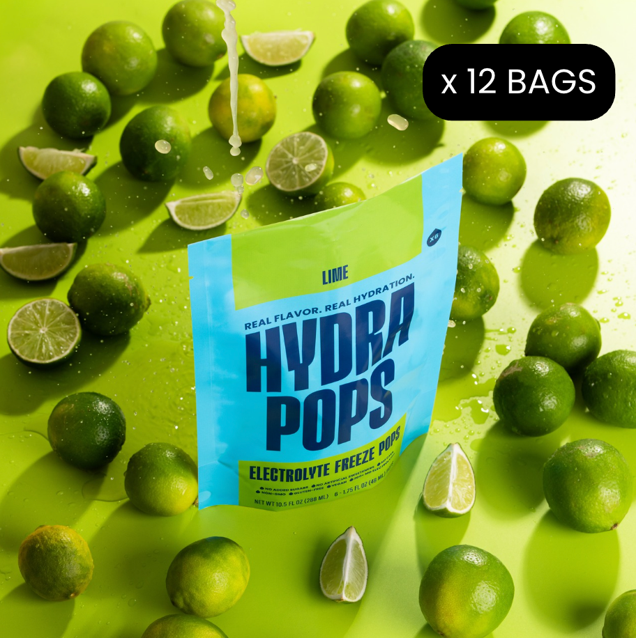 Hydra Pops – Electrolyte Freeze Pops – 12 Bag Lime Pack